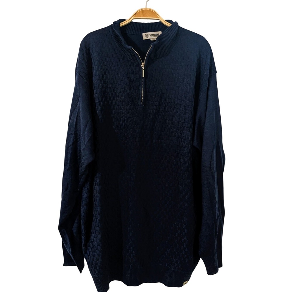 Stacy Adams Quarter Zip Pullover Sweater Mens Textured Mock Neck 2XLT‎